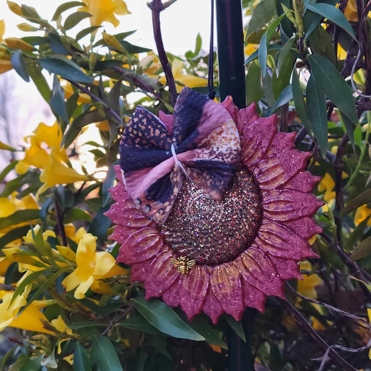 Sunflower Freshie with bow- golden yellow or burgundy