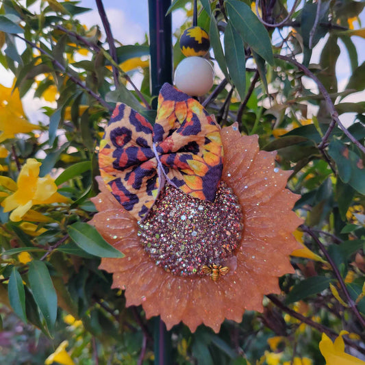 Sunflower Freshie with bow-  golden yellow or burgundy