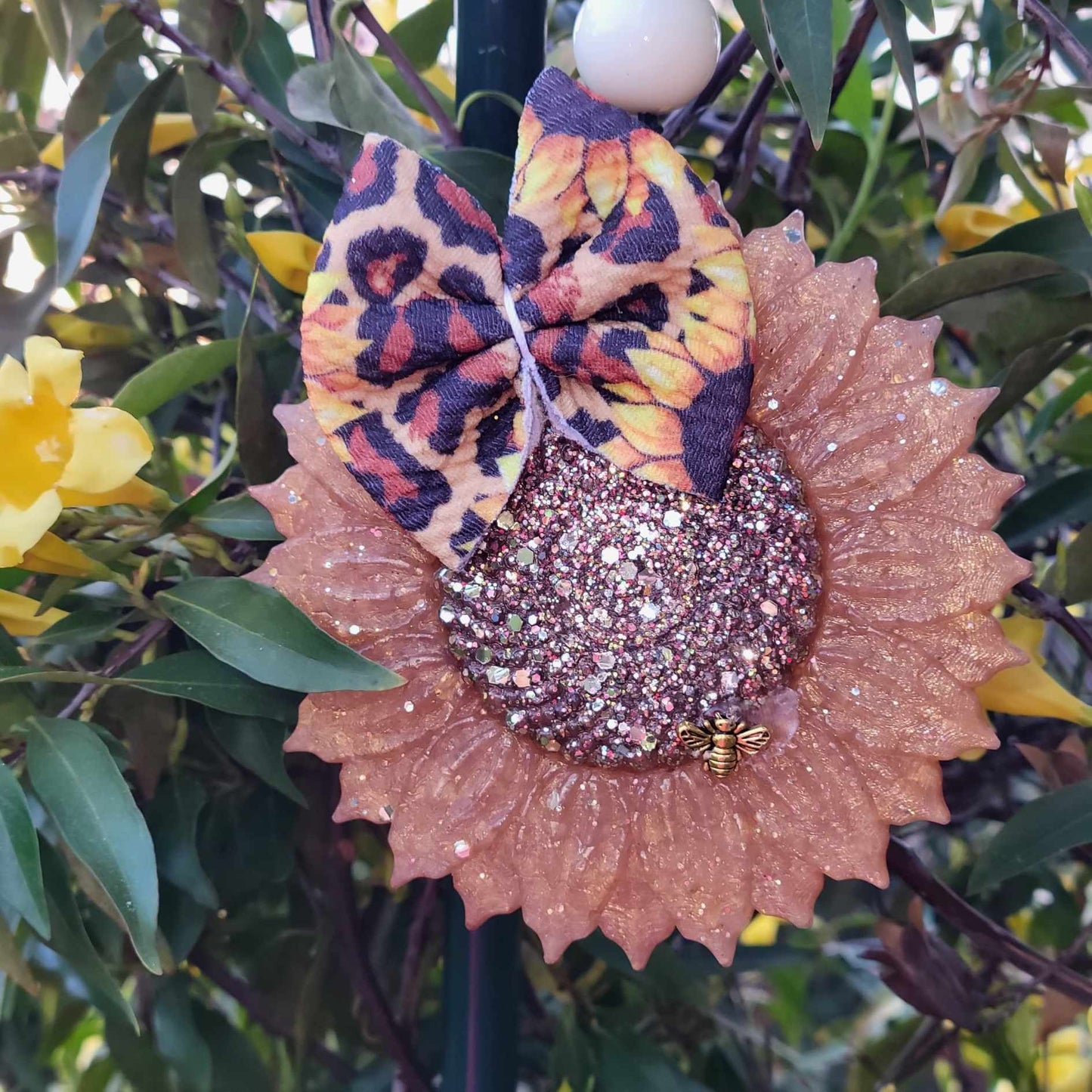 Sunflower Freshie with bow-  golden yellow or burgundy
