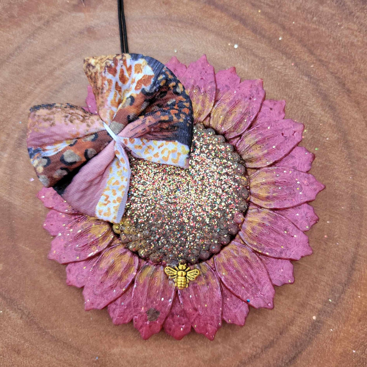 Sunflower Freshie with bow-  golden yellow or burgundy