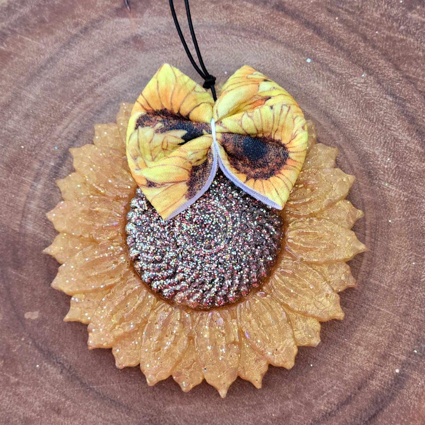Sunflower Freshie with bow-  golden yellow or burgundy