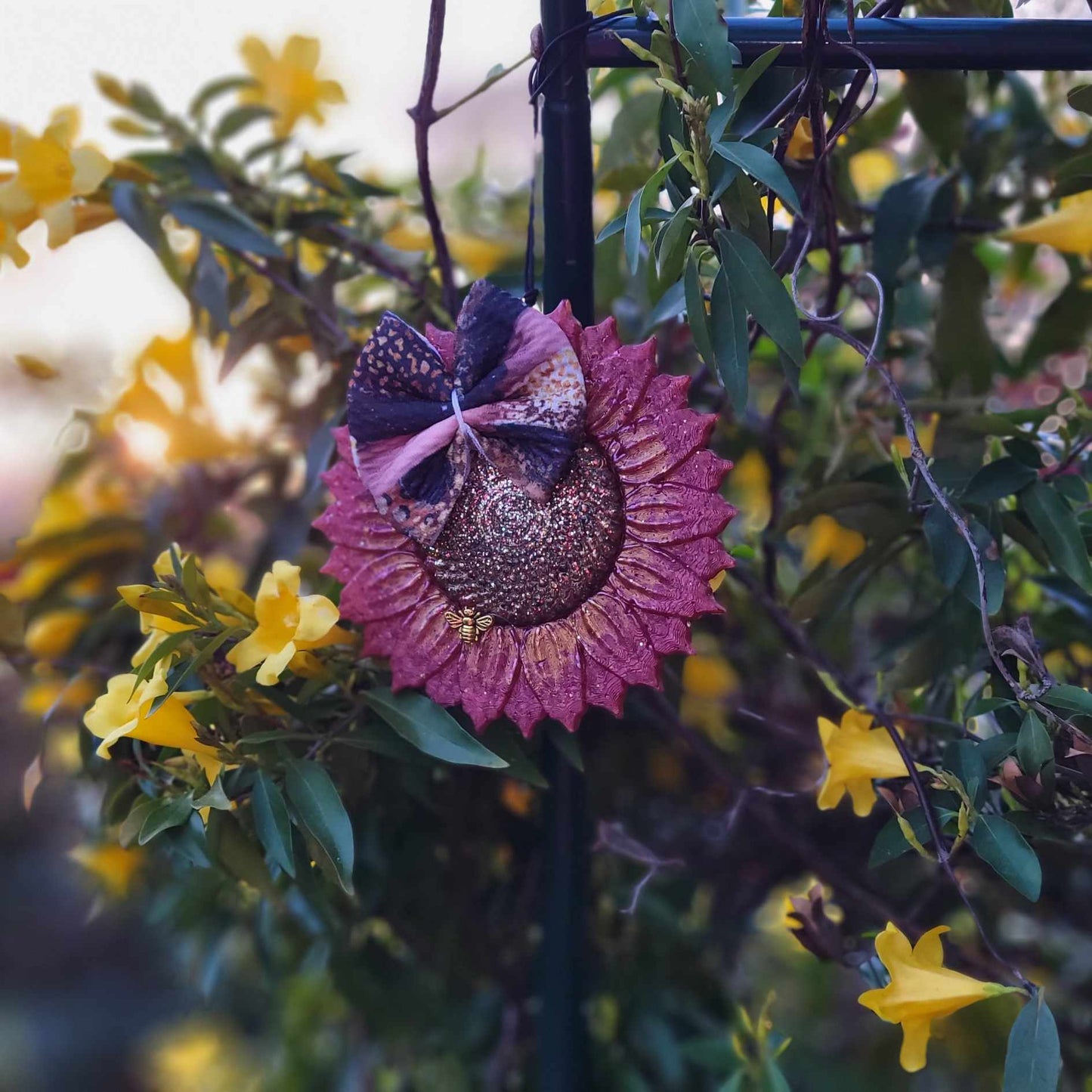 Sunflower Freshie with bow-  golden yellow or burgundy