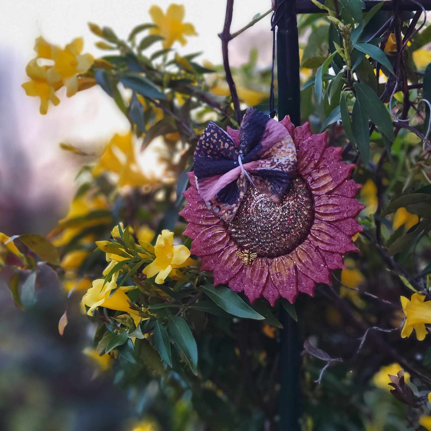 Sunflower Freshie with bow-  golden yellow or burgundy
