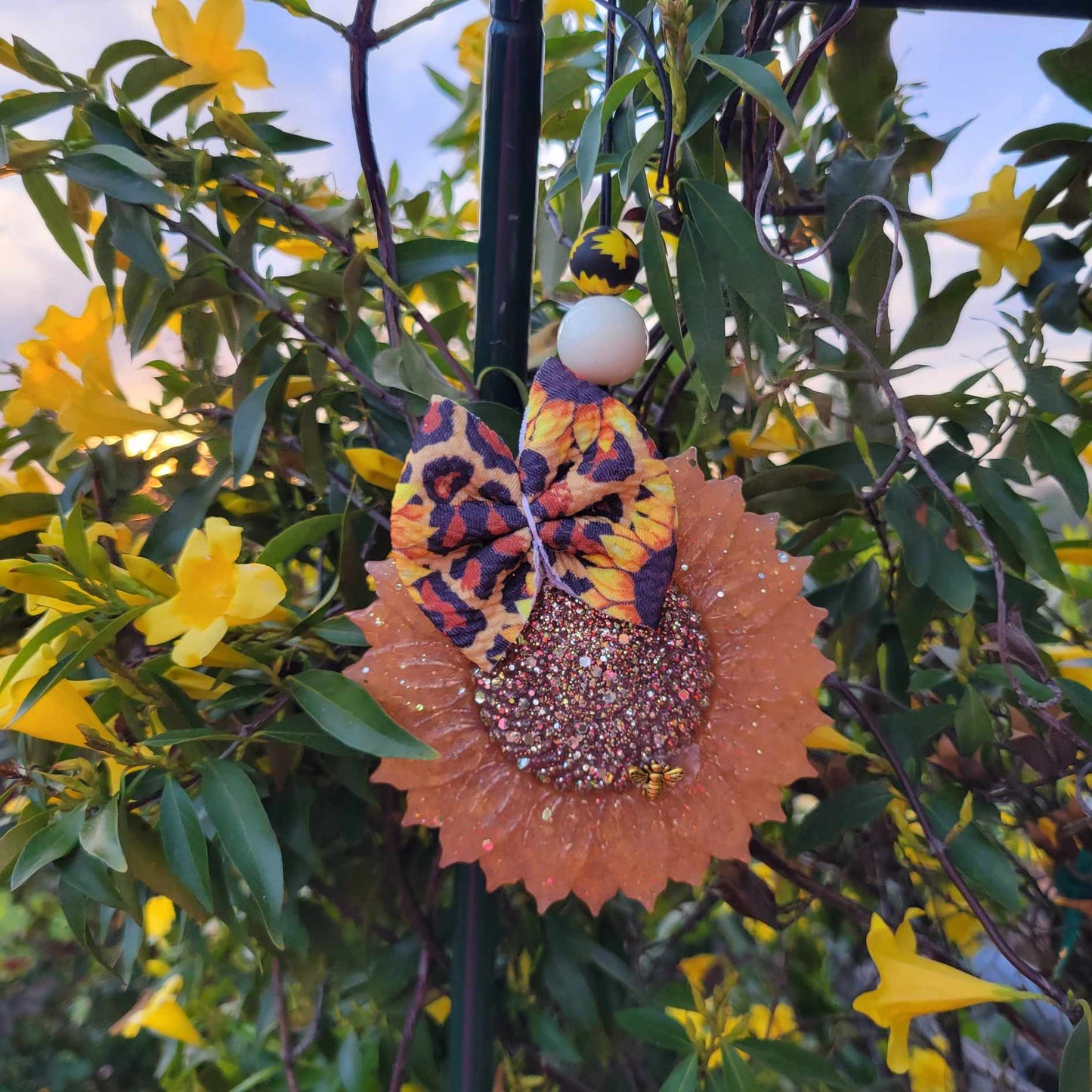 Sunflower Freshie with bow-  golden yellow or burgundy