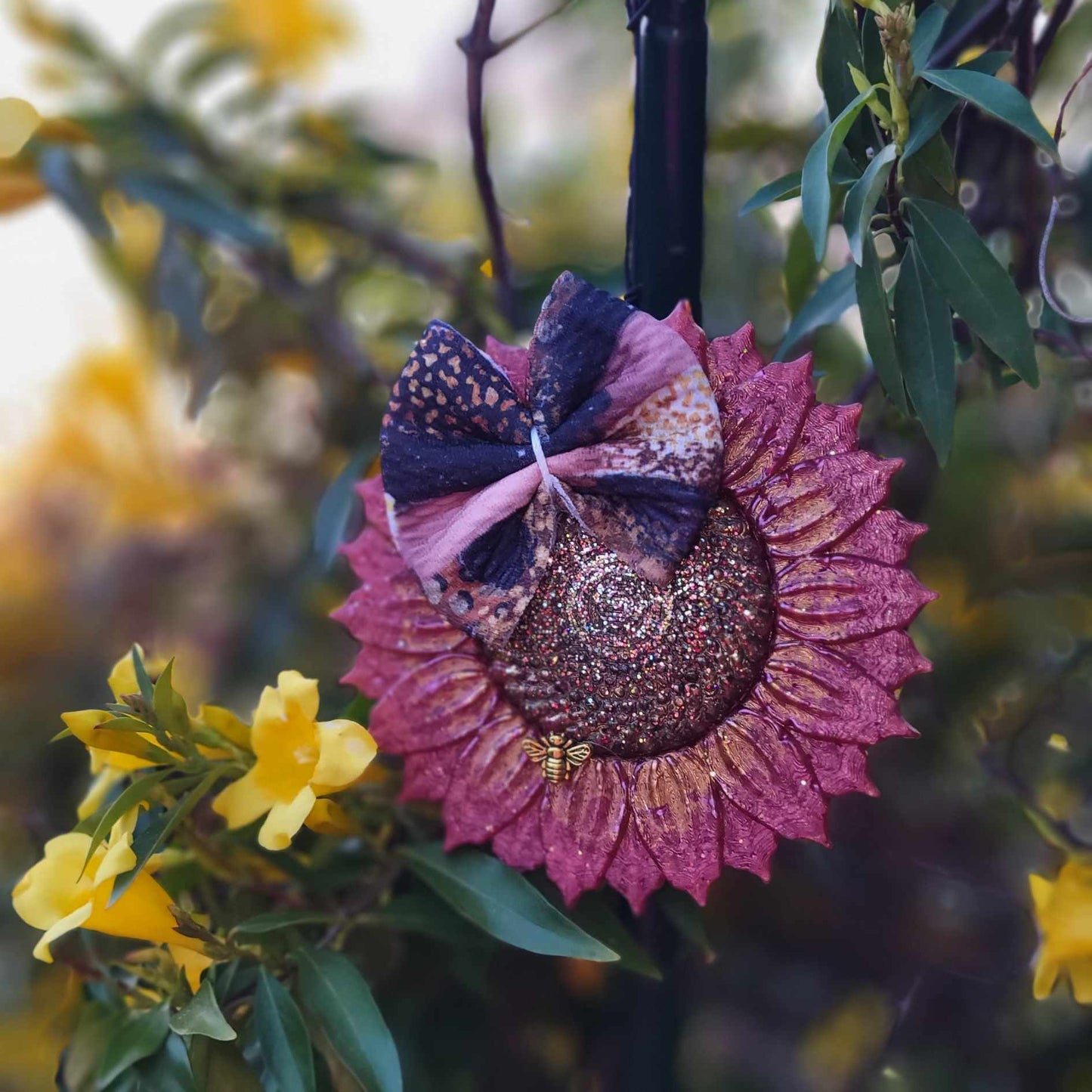 Sunflower Freshie with bow-  golden yellow or burgundy