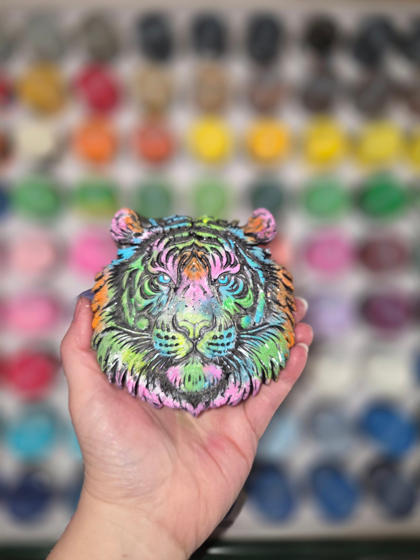 3D Tiger- Lisa Frank rainbow theme