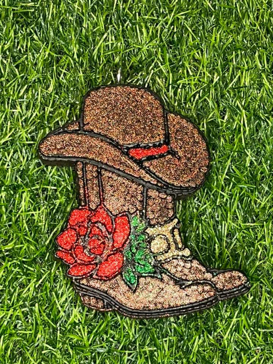 Rose Cowboy boots with hat